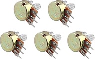 HALJIA 5 x Potentiometers 100K Ohm Compatible with Arduino Raspberry Pi and Other Knurled Shaft Proj