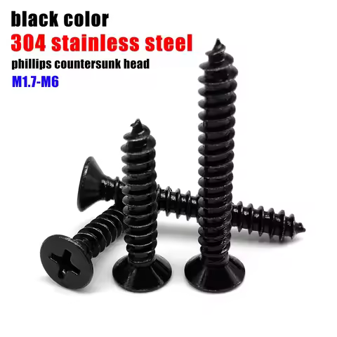 M1.7 M2 M2.6 M3 M4 M5 M6 Black-zinc Plated 304 A2 Stainless Steel Cross Phillips Flat Countersunk He