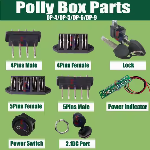 Ebike Reention Polly Battery Case Parts 4Pins / 5Pins Connector DC Plug Lock & Key For Polly DP-4/Po