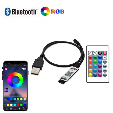 RGB Controler 5V 4 Pins USB Bluetooth RGB Led Controller 5V RGB Led Tape Lights Dimmable 24Key RGB S