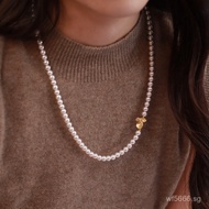 New High-End Light Luxury Popular Sweater Chain Pearl Necklace Silver Versatile Niche9252024Design N
