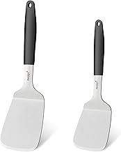 Beijiyi Stainless Steel Spatulas, 2 Pcs Metal Spatula Set for Cooking with Silicone Handle, Heavy Du