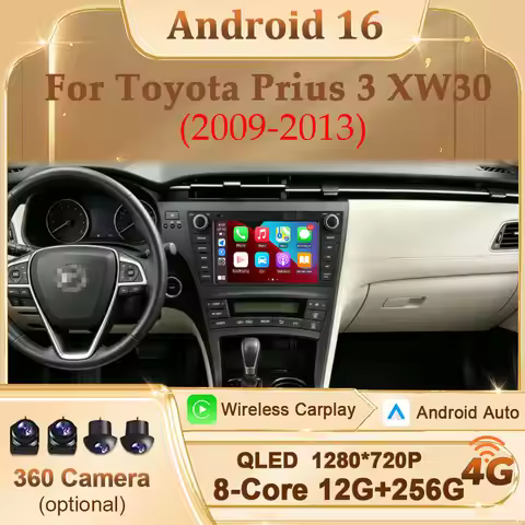 For Toyota Prius 3 XW30 2009 - 2013 GPS Navigation Carplay Android Car Radio Multimedia Player YouTu