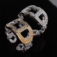 [Ready Stock] Electroplating Color Matching Tang Grass Pattern CD Chain Ring Female Fashion Design H