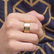 Cincin Tulisan China Swastika Warna Emas Dan Silver / Cincin Om Mani Padme Hum Stainless Steel PREMI