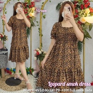 dress smok leopard / dress karet smok / daster macan