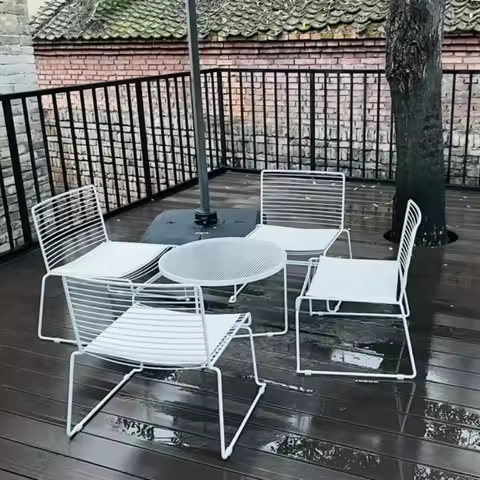 Nordic Dining Chairs Luxury Iron Modern Side Chair Minimalist Patio Bistro Seating Outdoor Balcony L