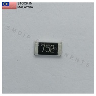 10PCS Taiwan-Grade 7.5k ±5%, 0805 SMD Resistor (752)
