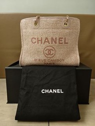 幾乎全新 粉紅 Chanel Deauville Tote Bag [m size]