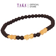 AA9 TAKA Jewellery 999 Pure Gold Mini Triple Pixiu Beads Bracelet