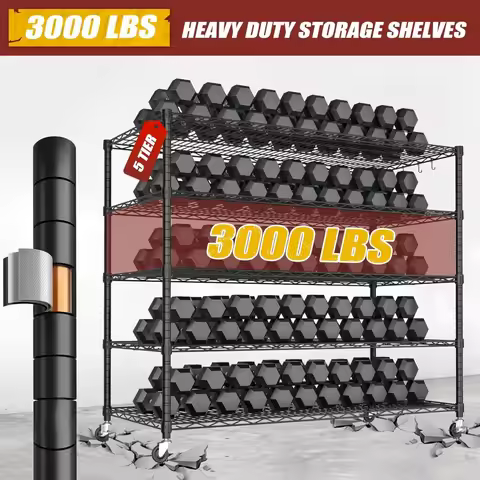 5 Tier 80.7"H x 55.5"W x 24"D Wire Shelving with Wheels 3000lbs NSF Certified Storage Shelves Heavy 
