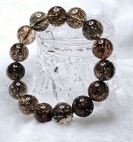 天然水晶 |  產地巴西  |  黑金超七  （黑金碧髮 / 黑銅金碧璽髪） Item / 品名：頂級爆礦黑金超七手鏈 Size/尺寸 : 14.4MM     17手 售價：HK$1168包香港本地