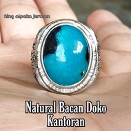 CINCIN BATU AKIK NATURAL KANTORAN BACAN DOKO TOTOL KRISTAL BIRU TEMBUS