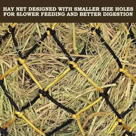 2Pcs/Set Durable Slow Feed Hay Net Large Capacity Hanging Horse Hay Bag 40inch Hay Feeder Bag Equest