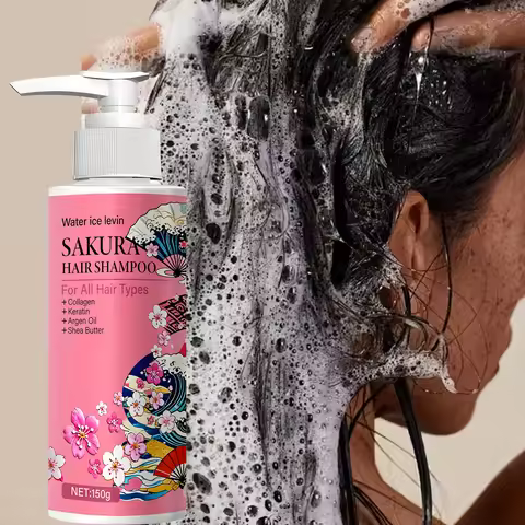 Sakura Hair Shampoo with Collagen & Keratin, Nourishing & Smoothing for All Hair Types, with Argan O