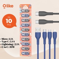 (Per 10 PCS) Olike Data Cable BRAIDED 3A D203M/D203C/D203L Fast Charging Cable Data Olike Warranty