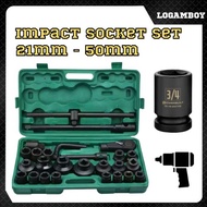 IMPACT SOCKET SET 3/4'' 26pcs Impact Socket 21-50mm Buka Tayar Impact Wrench Ratchet Handle Adaptor 