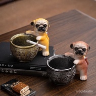 【New style recommended】Creative Baifu Ashtray Home Advanced Living Room Cute Office Anti-Flying Personality Trendy Decor
