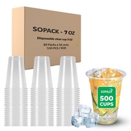 500 Pack - Clear Plastic Cups 7oz, Shatterproof & Stackable, Disposable Drinking Cups, BPA-Free, 10 