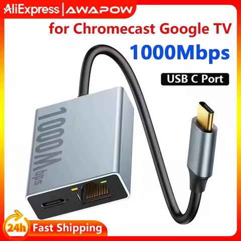 Electop 1000Mbps USB C to Ethernet Adapter for Chromecast with Google TV Type-C to RJ45 Ethernet Net