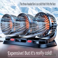 3-Head Car Fan USB 12V 24V Powerful Cooling Quiet Large Airflow with Parking Card for Truck Car Vehi