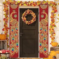 VIKAMA Diwali Festival Happy Gateway Banner Indian Diwali Festival Peacock Front Porch Welcome Sign 