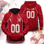 Jaket Hoodie Anime Haikyuu Japan Jepang Timnas Volleyball Team Merah