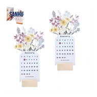 2PCS 2024 Bloomy Flowers Desk Calendar 2024 Flower-Themed Calendar  Mini Desk Calendar