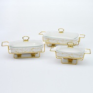 Ceramic Alcohol Restaurant Food Heating Container Square Alcohol Hot Pot Ceramic Buffet Stove