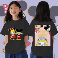 เสื้อยืดแขนสั้นเด็ก Pop Mart Molly X Mickey Mouse เสื้อยืดเด็กใส่ได้สองด้านน่ารัก Children's Short Sleeve T-shirt