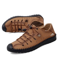 Sandal Kulit Lelaki Genuine Leather Shoes for Men Sandal for Men Slipper Outdoor Selipar Lelaki Sneaker Beach Waterproof Sandals Panas Lelaki Kulit Klasik Bersaiz besar 38-48