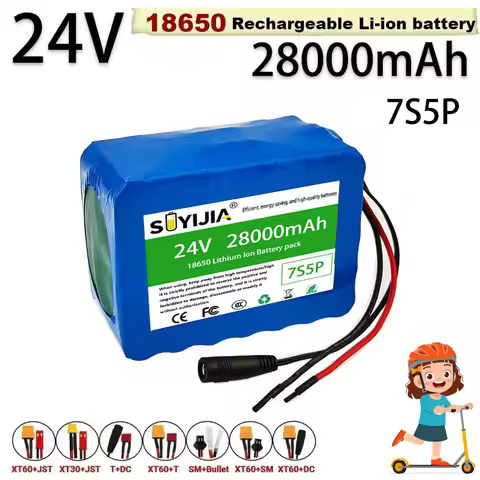 18650 7S5P Lithium Ion Battery with Pipeline Charger, 29.4V, 28Ah, BMS, Suitable for Condoms and Ele