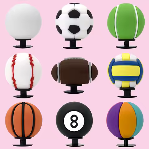 1/9pcs 3D Basketball Rugby Shoe Charms for Boys Volleyball Football Shoe Decoration Accessories Base