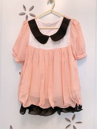 橙粉色雪紡上衣