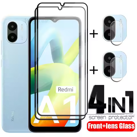 4-in-1 For Xiaomi Redmi A1 Glass For Redmi A1 Full Cover 9H HD Protective Film Screen Protector For 
