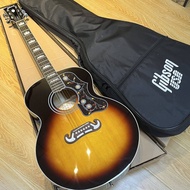 J200 Gibson J-200กีตาร์โปร่งไม้สนแข็งพระอาทิตย์สุดวินเทจพร้อมกีตาร์มืออาชีพกระเป่าใส่กีตาร์