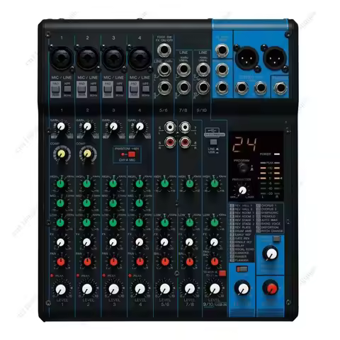 10-Channel Professional Audio Mixer for Karaoke DJ Video & Lighting with Digital Effects Processor