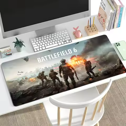 B-Battlefield 6 Cool Game Mouse Pad Desk Mat Large Non-slip Anti-fray Keyboard Ergonomic Office Rubb
