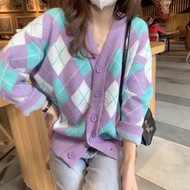 Sullivan Cardigan Lilac Argyle Knit