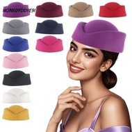 NONEDYODYE9I Stewardess Hat, Formal Concave Top Top Hats, Versatile British Retro Solid Pillbox Cap 
