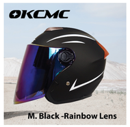 Helmet motor Topi keledar motosikal Open face Helmet Stylish motorcycle helmet rainbow double layer visor lens