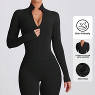 เสื้อแจ็คเก็ตกีฬาของผู้หญิงสีทึบแบบซิปขึ้น คอเต่า สำหรับฤดูใบไม้ผลิ, ชุดนักเรียนกลับสู่โรงเรียน เสื้