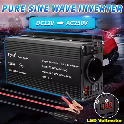 Pure Sine Wave Inverter DC 12V to AC 220V 230V 1500W/2200W/2600W Voltage Transfer Converter Universa