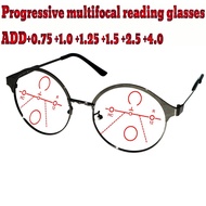 Progressive Multifocal Anti Blu Light Reading Glasses Black Frame Men Women High Quality +0.75 +1.00