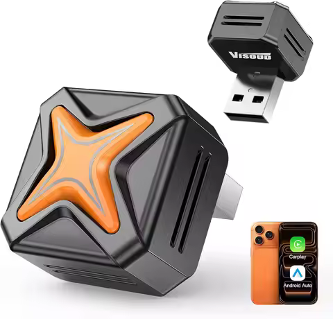 Mini Wireless CarPlay & Android Auto Adapter – A7 Chip, One-Tap Switch, 3s Auto-Connect, Bluetooth 6