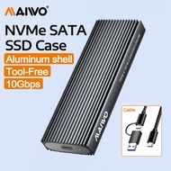 MAIWO M.2 NVMe SATA SSD Enclosure USB 3.1 GEN2 10Gbps with UASP Trim Up to 8TB PCIe NVMe NGFF SATA S