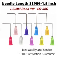 10pcs 38mm 1.5 Inch 14G-30G 90 Degrees Elbow Dispensing Needles, TS-TT Blunt Tip Threaded Port, 90° 