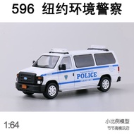 596 1/64 Ford e350 Black NYPD New York Painted Alloy Car Model