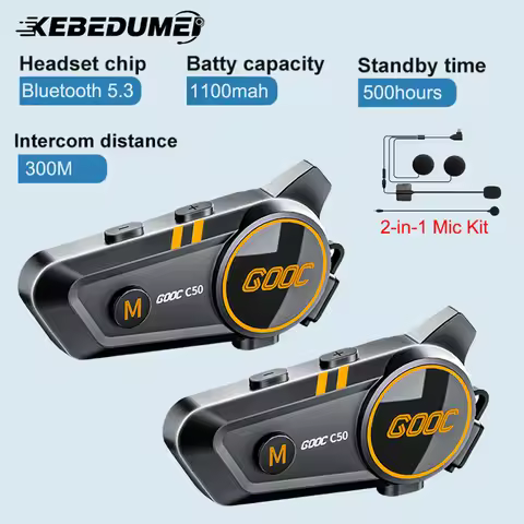 Bluetooth Motorcycle Intercom Helmet Headset BT5.3 Wireless 300m Intercomunicador Waterproof Speaker