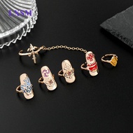 5pcs Genshin Impact Nail Ring Seven Elements New God's Eye Ring